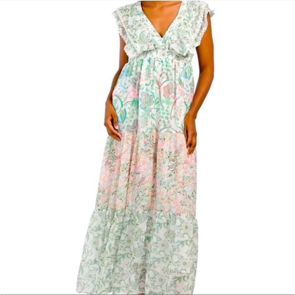 House of Harlow 1960 Tiered Dress Cottagecore Maxi Lace‎ Size Small